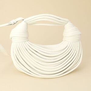 White Knotted Handbag Crescent Bag Shoulder Purse Leather Womens Accessory